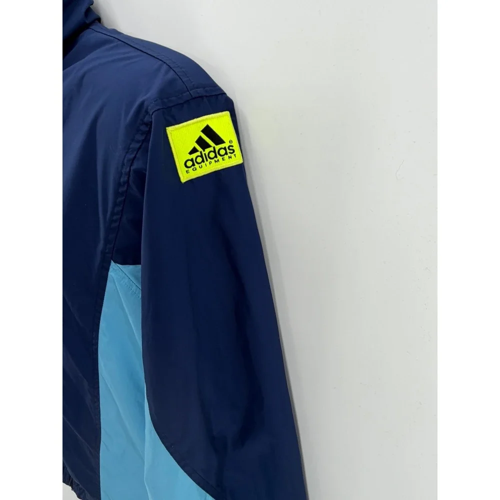 Vintage 90s Adidas Equipment EQT Windbreaker Jacket Navy Blue Men's Medium Rare - Picture 3 of 5